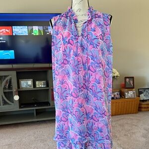 Simply Southern Pink and Blue Floral lined Dress